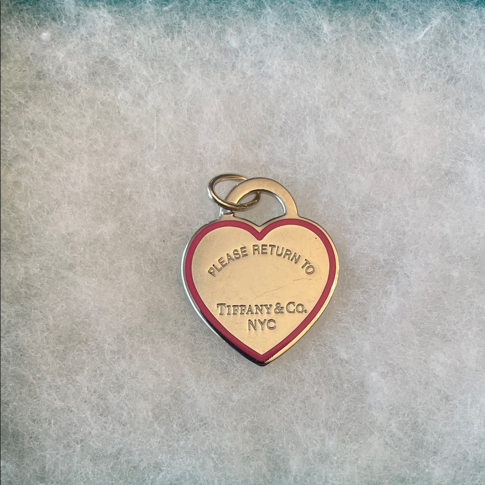 Tiffany & Co. Large Sterling Silver and Pink Heart Pendant